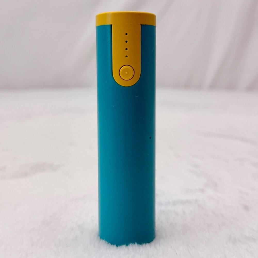 Power Bank Cylindrical Rod Model E1-07 USB A Back-Up Battery Teal Yellow